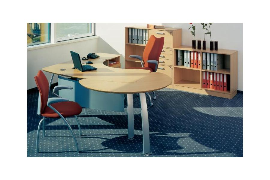 Ultima - Beech Crescent Desk 270 Degree Meeting Point and Storage